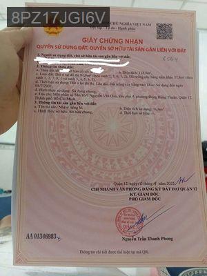  Bán 1 căn 128,8m 2 MT hẽm đã hoàng công 9 chủ - Phường Đông Hưng Thuận  -  Quận 12 