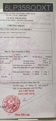 Chung cư Huỳnh Văn Chính, tầng 5 - Phường Phú Trung  -  Quận Tân Phú 