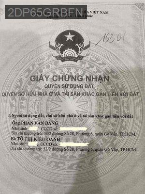 NHÀ BÁN đường 28 P6 GV - Phường 6  -  Quận Gò Vấp 