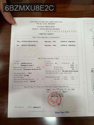 Bán nhà hẻm LVS - Phường 12  -  Quận 3 