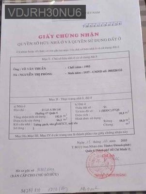 Bán nhà - Phường 8  -  Quận 6  - 99m² - 12.5tỷ
