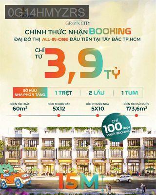 BÁN NHÀ PHỐ 1T3L - Dự Án VINHOMES GREEN CITY - Giá chỉ từ 3.9 tỷ / Căn - Thị trấn Hậu Nghĩa  -  Huyện Đức Hòa 