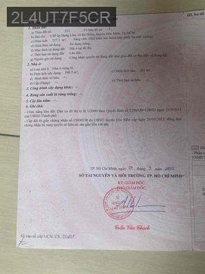 Cần tiền bán gấp - Xã Bà Điểm  -  Huyện Hóc Môn 