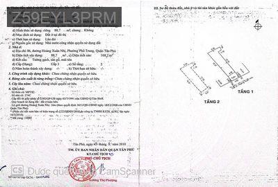Bán nhà 86 đường Hoàng Xuân Nhị-phường Phú Trung-quận Tân Phú-tp.HCM - Phường Phú Trung  -  Quận Tân Phú 