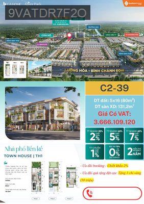 Bán Nhà Phố River Park LAHome ,Chiết Khấu 7% Tiền Mặt (Hơn 230 Triệu) - Xã Lương Hòa  -  Huyện Bến Lức 