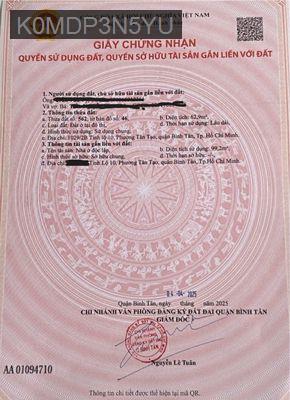 Bán nhà sát mặt tiền đường Tỉnh Lộ 10, DT 63m2, xây mới 1 trệt, 1 lầu - Phường Tân Tạo  -  Quận Bình Tân 