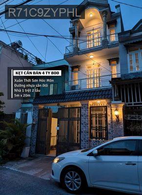 bán nhà DT 5×20m 1trêt 2lâu hẻm rộng 6m cách đường nhựa 20m - Xã Xuân Thới Sơn  -  Huyện Hóc Môn 