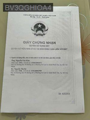 Cần tiền bán gấp nhà mat tiền đường số 3 - Phường An Lạc A  -  Quận Bình Tân 