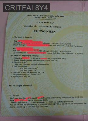 BÁN ĐẤT 48M2 PHƯỜNG BÌNH HƯNG HOÀ A BÌNH TÂN - Phường Bình Hưng Hòa A  -  Quận Bình Tân 
