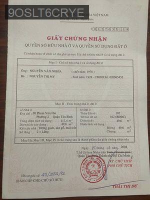 BÁN NHÀ MẶT TIỀN PHẠM VĂN HAI  - Phường 2  -  Quận Tân Bình 