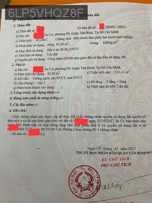 Nhà hẻm âu cơ - Phường 9  -  Quận Tân Bình 