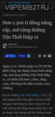 Nhà sát mặt tiền TTH21 đang mở rộng 25m - Phường Tân Thới Hiệp  -  Quận 12 