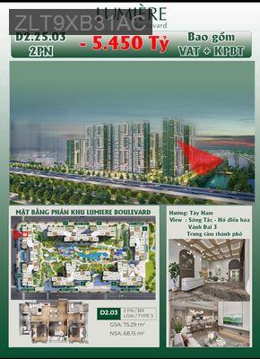 SIÊU HOT CĂN 2PN LUMIÈRE VIEW SÔNG TẮC, HỒ ĐIỀU HÒA GIÁ CĐT 5TY450 - Phường Long Bình  -  Quận 9  SIÊU HOT CĂN 2PN LUMIÈRE VIEW SÔNG TẮC, HỒ ĐIỀU HÒA GIÁ CĐT 5TY450 - Phường Long Bình  -  Quận 9