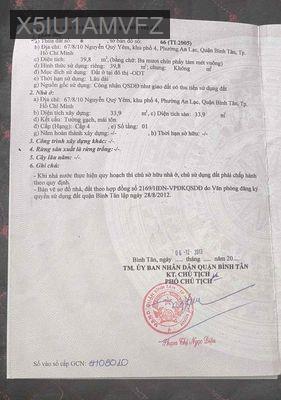 CHÍNH CHỦ KẸT TIỀN CẦN BÁN GẤP - Phường An Lạc A  -  Quận Bình Tân 
