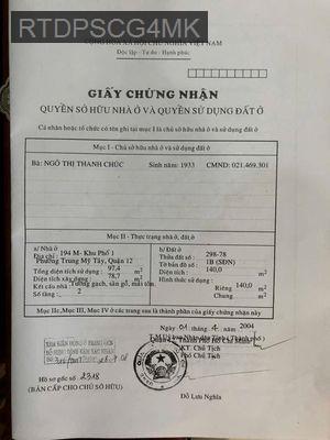 Nhà Trung Mỹ Tây 3 - Phường Trung Mỹ Tây  -  Quận 12 