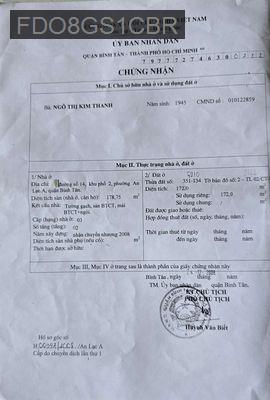 Biệt thự tư nhân cần bán gấp - Phường Bình Trị Đông B  -  Quận Bình Tân 