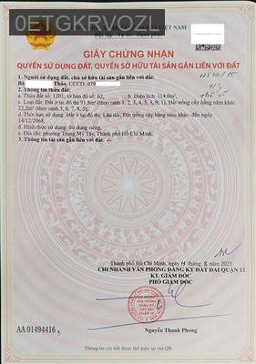 Bán đất thổ cư 114m2, Đường Huỳnh Thị Hai, P. Trung Mỹ Tây (TCH cũ). - Phường Tân Chánh Hiệp  -  Quận 12 
