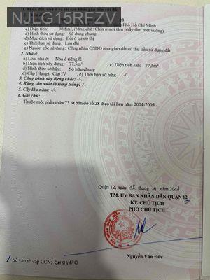 NHÀ CHÍNH CHỦ CẦN BÁN - Phường Tân Thới Nhất  -  Quận 12 