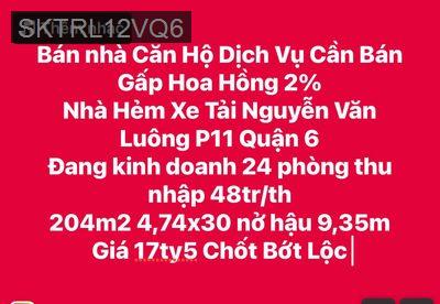Bán CHDV đang Khai Thác 24p. thu nhập 48tr/th - Phường 11  -  Quận 6 