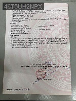 CHÍNH CHỦ BÁN CĂN NHÀ CẤP 3 NGAY TRUNG TÂM PHƯỜNG AN LẠC - Phường An Lạc  -  Quận Bình Tân 