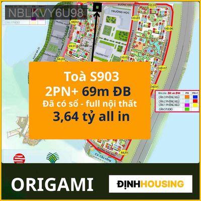 2PN+ Origami có sổ 69m hướng mát, đủ đồ nội thất giá 3.64 tỷ không vay - Phường Long Thạnh Mỹ  -  Quận 9 