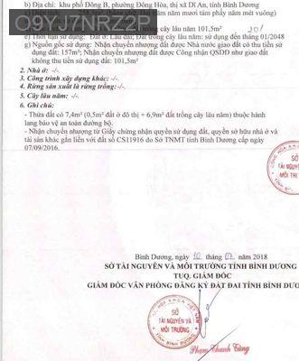 MẶT TIỀN ĐƯỜNG TRẦN HƯNG ĐẠO DT 258,5m2 - Phường Đông Hòa  -  Thị xã Dĩ An 