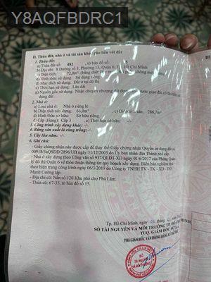 Cần Bán Gấp Căn Nhà ở Quận 6, Trung Tâm Chợ Phú Lâm - Phường 13  -  Quận 6 