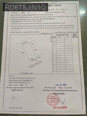 Đất nền Long An đầu tư lâu dài - Xã Hựu Thạnh  -  Huyện Đức Hòa 