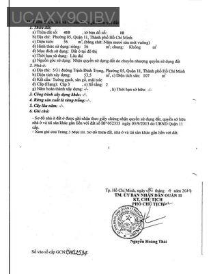 Nhà Trịnh Đình Trọng, Q11 - Phường 5  -  Quận 11 