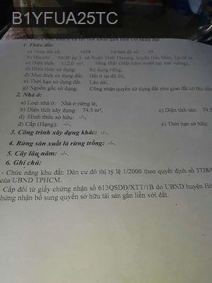 càn bán nhà mặt tiền kinh doanh - Xã Xuân Thới Thượng  -  Huyện Hóc Môn 