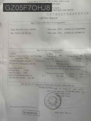 bán nhà 8,6x26 giá 5,5 tỷ SHR - Xã Tân Hiệp  -  Huyện Hóc Môn 