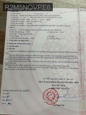 Cần bán nhà ngay chợ Ba Bầu Hóc Môn - Xã Thới Tam Thôn  -  Huyện Hóc Môn 