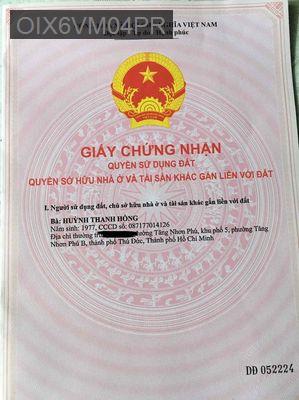 CẦN BÁN GẤP NHÀ CẤP 4 - Phường Tăng Nhơn Phú B  -  Quận 9 