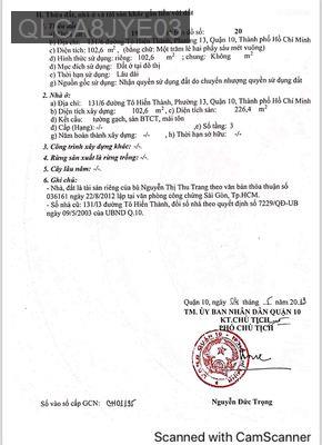 Nhà bán 131/6 Tô Hiến Thành - Phường 13  -  Quận 10 