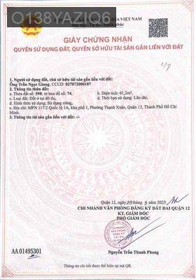 Bán đất mặt tiền quốc lộ 1A - Phường Thạnh Xuân  -  Quận 12 