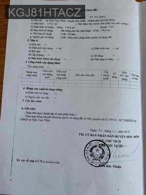 ĐẤT SHR HÓC MÔN GẦN MT TRỊNH THỊ MIẾNG - Xã Thới Tam Thôn  -  Huyện Hóc Môn 