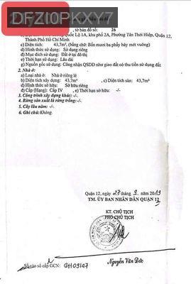 Bán nhà giá rẻ Quận 12 - Phường Tân Thới Hiệp  -  Quận 12 