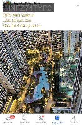 Bán 2PN Masteri lầu 10 căn góc 4.4 tỷ - Phường Long Bình  -  Quận 9 