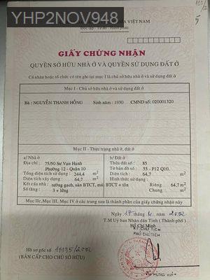 Bán nhà - Phường 12  -  Quận 10  - 64m² - 17tỷ