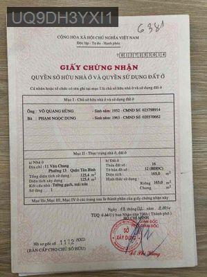 Bán nhà - Phường 13  -  Quận Tân Bình  - 165m² - 25tỷ