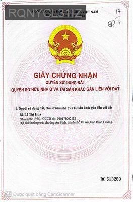 KẸT TIỀN CẦN BÁN - Xã An Điền  -  Thị xã Bến Cát 