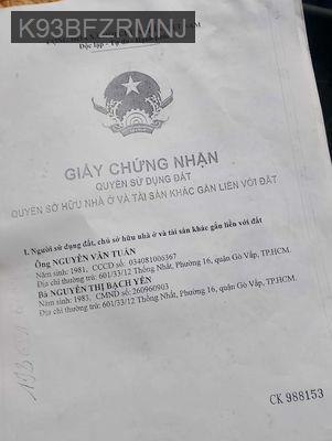 Nhà mặt tiền chợ Xóm Mới 197 m2 - Phường 16  -  Quận Gò Vấp 