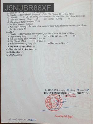 Bán nhà mặt tiền Họ Van Hue -Hướng Đông - P9- Phú nhuận - Phường 9  -  Quận Phú Nhuận 