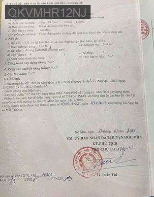 BÁN NHÀ GIÁP ĐƯỜNG LỚN LÊ LỢI - Xã Tân Hiệp  -  Huyện Hóc Môn 