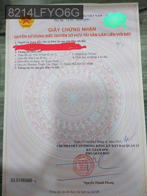 Cần bán đất thổ cử Tl 40 - Phường Thạnh Lộc  -  Quận 12 
