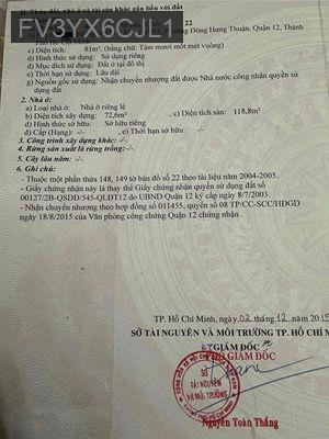 Nhà bán mặt tiền DHT11 - Phường Đông Hưng Thuận  -  Quận 12 