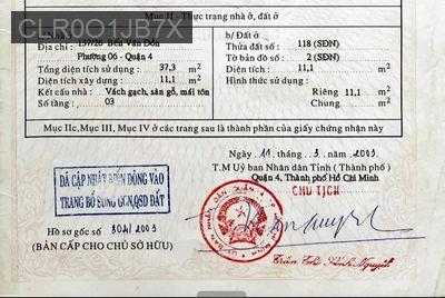 CHÍNH CHỦ - 137/26 BẾN VÂN ĐỒN, QUẬN 4 - Phường 9  -  Quận 4 