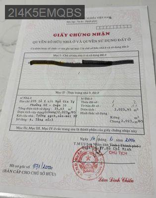 Bán nhà lầu 2 lô X chung cư Ngô Gia Tự Phường 2 Quận 10, giá 1,830tỷ - Phường 2  -  Quận 10 