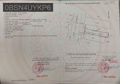 Nhà cấp 4 mặt tiền Phạm Văn Bạch, Quận GV. Diện tích: 3,7 x 21,98 m. - Phường 12  -  Quận Gò Vấp 