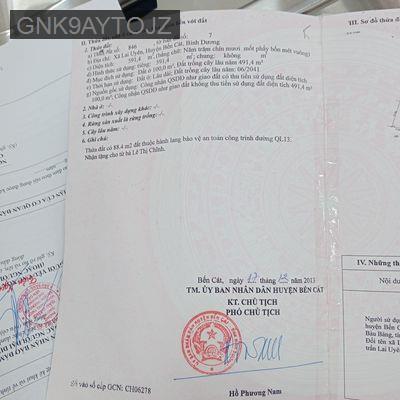 Cần bán gấp - Thị trấn Lai Uyên  -  Huyện Bàu Bàng 